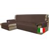 Moonange Copridivano 2 posti con Penisola Seduta 200 cm Impermeabile Angolare Antiscivolo Antimacchia Reversibile Antigraffio Antipelo Marrone