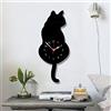 Topkey Orologio da Parete a Forma di Gatto in Acrilico Con Coda Oscillante per Soggiorno, Cucina, Camera Da Letto (42 cm x 18 cm) - Nero