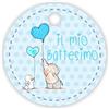 Generico Cartellini Battesimo Bimbo - Set 30 Pezzi Ø 3 cm con Elefantino Azzurro, Etichette Tonde con Foro per Bomboniere e Sacchetti, Cartoncini Decorativi Non Personalizzabili (ELE-03-C-B)