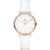 SHENGKE SK - Orologio da donna ultra sottile minialista, con cinturino in pelle, con due mani, bianco