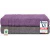 Komfortec Set 2 Teli Sauna 80x200 cm, Spugna 100% Cotone, Antracite/Viola