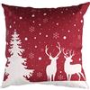 Vacchetti Giuseppe Cuscino in tessuto con design di Natale bianco e rosso con cervi e alberi 43x43, 6321030000