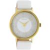Oozoo C10576 - Orologio da donna con effetto glitter e cinturino in pelle, 42 mm, colore: oro/bianco