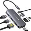 NOVOO, Hub USB C, NOVOO 8 in 1 Adattatore con HDMI 4K@60Hz, Ethernet 1 Gbps, 100W PD, SD/TF, 3 Porte USB 3.0 5 Gbps Porteper Dati Docking Station per MacBook Pro e Altri Dispositivi di Tipo C