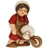 THUN - Statuina Presepe Uomo con Carriola - Decorazioni Natale Casa - Linea Presepe Classico, Variante Rossa - Ceramica - 6 x 4 x 8 h cm