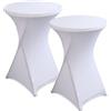 hicoosee 2 pezzi Elastica Copritavolo Stretch, ∅ 80-85 cm Rotondi Tovaglie Rivestimento Elastico per tavolo da banchetto da cocktail party di matrimonio da bar Tavolini Bistrot Bar Feste, Bianco