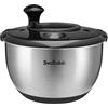 SveBake Centrifuga per Insalata in Acciaio Inox 18/10 con manovella e insalatiera da 4,5 Litri, Lavabile in lavastoviglie, Nero