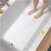 HITSLAM Tappetino Vasca Antiscivolo da Bagno, 101 x 40cm Extra Lungo Tappetino Doccia Antiscivolo Senza BPA, Resistente alla Muffa e Lavabile in Lavatrice Tappetino Bagno, Bianco
