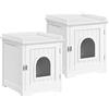 Yaheetech Set 2 Armadio per Animali Casetta per Gatti Cuccia in Legno Mobiletto Lettiera per Animali Multiuso Nido per Gatti Cani 48 x 53 x 57,5 cm Bianco