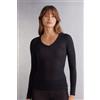 Intimissimi Maglia Scollo A V In Modal Ultralight Con Cashmere Nero