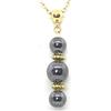ThurColas Collana da donna in pietre naturali con pendente e dettagli decorativi in ottone dorato
