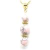 ThurColas Collana da donna in pietre naturali con pendente e dettagli decorativi in ottone dorato (Rosa)