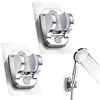 OMIGA 2 Pezzi Supporto Doccia Adesivo Muro Supporto Soffione Soccia ad Angolo Regolabile Impermeabile per Supporto Doccia Muro Hotel Bagno Argento