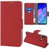 N NEWTOP Cover Compatibile per Huawei P40 Lite E, HQ Lateral Custodia Libro Flip Chiusura Magnetica Portafoglio Simil Pelle Stand (Rossa)