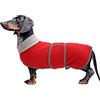 Morezi Abbigliamento invernale per cani MOREZI, imbottitura in pile di lana, caldo e confortevole. Con cintura regolabile e foro per il collo-Rosso-S