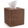 DOKOT Scatola Porta Salviette Tessuto in Rattan Scatola di Fazzoletti per la Casa Bagno Quadrato (Honey Brown, 14x14x15cm)