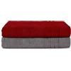Komfortec Asciugamani 2 per Sauna 80x200 cm in 100% Cotone,470 g/m², Asciugamano Doccia Grande, Morbido, Asciugatura Rapida, Grigio antracite/Aurora rossa