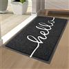 Homaxy - Zerbino per interni ed esterni, con scritta Hello, antiscivolo, lavabile, per porta di casa, ingresso, giardino (40 x 60 cm, nero)
