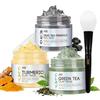 ANAI RUI ANAiRUi Maschera Viso Curcuma - Maschera All'argilla Disintossicante Tè Verde - Maschera Fango Mar Morto, Maschere Set Spa, Purificante e Esfoliante e Idratante, 210g
