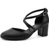 Greatonu Scarpe col Tacco Donna Eleganti Decollete a Cinturini Incrociati Punta Chiusa Sandali con Tacco da Sposa Decolte Tacco Medio Largo