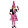 Rubie's Rubies Costume Bruja Minini Rosa per bambina, vestito da stregetta colore arancione con stampa di gattini e cappello abbinato, originale, halloween, carnevale e compleanno