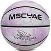 MSCYAE Indooor - Pallacanestro misura 5, da basket per bambini, misura 3, da basket per esterni, viola e bianco 3