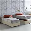 Dmora Talamo Italia - Letto singolo Ilaria, Letto contenitore con rivestimento in tessuto, 100% Made in Italy, Apertura frontale, adatto per materasso Cm 90x190, Beige