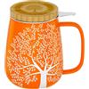 amapodo Tazza da tè con coperchio e colino - Tazza da tè in porcellana grande 600ml - Tazza Jumbo - Set di tazze XXL Arancione - senza plastica