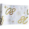 Tralala Fêtes© - Runner da Tavolo per Compleanno 80 Anni - Fascia Dorata Non Tessuta per Centrotavola - Decorazione di Compleanno Chic Bianco e Oro - Rotolo Lucido 31.5 x 500cm (80 anni)