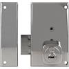 Amig - Serratura a Sovrapposizione Sinistra con Leva di Chiusura e Linguetta per Porte in Legno Mod. 75P, 67 x 112 mm, cilindro rotondo di sicurezza, acciaio argentato