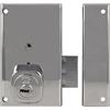 Amig - Serratura a Sovrapposizione a Destra con Leva di Chiusura e Linguetta per Porte in Legno Mod. 75P / 67 x 112 mm/cilindro rotondo di sicurezza/acciaio argentato