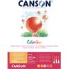 Canson Colorline- Blocco collato lato corto di 25 fogli A4, 150 g/m², colori assortiti giallo,mandarino,rosa,fucsia,rosso