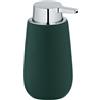 Wenko Dosatore per sapone Badi, dosatore per sapone liquido ricaricabile in ceramica di qualità con superficie opaca, robusto erogatore a pompa in plastica, 320 ml, 9,5 x 16 x 8 cm, verde scuro
