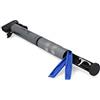 FISCHER Mini pompa ad aria con toppe per pneumatici integrato, pompa ad aria per bicicletta, per tutte le valvole (AV, DV, SV), testa duo, in alluminio, estremamente compatta, argento