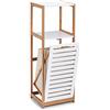 Zeller 18867 - Mensola con Cesto portabiancheria in bambù/MDF, ca. 36 x 33 x 98 cm, Colore: Bianco