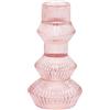 Talking Tables Portacandele Rosa in Vetro Costolato a 3 Livelli per Candele a Stelo - Elegante per Cene, San Valentino o Matrimoni, 12cm