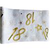 Tralala Fêtes© - Runner da Tavolo per Compleanno 18 Anni - Fascia Dorata Non Tessuta per Centrotavola - Decorazione di Compleanno Chic Bianco e Oro - Rotolo Lucido 31.5 x 500cm (18 anni)