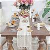 DÉCOCO 9.5x 95 Runner da Tavolo in macramè Bianco Pizzo all'Uncinetto Elegante tovaglia a Rete Cava per Decorazione da Sposa Rustica Boho Vintage Decorazione da Tavolo