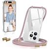 GOODVISH Cover Trasparente con Cordino per iPhone 14 Pro Max, Oro Rosa | Custodia con Regolabile Laccio Tracolla, [Antiurto] [AntiGraffio] [Antiscivolo] Case con Collana per iPhone 14 Pro Max 6.7
