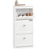 SoBuy Scarpiera Salvaspazio Slim Mobiletto da Ingresso 3 Ante a Ribalta, Armadio Portascarpe Scarpiera Moderna per Ingresso, Corridoio o Camera da Letto 53x24x117cm Bianca FSR94-W