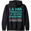 LUMOMIX Felpa con Cappuccio Regalo Coppia Fidanzata Ragione Felpa con Zip e Cappuccio S M Nero Idea Regalo Compleanno Unisex Adulto