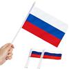 Anley Bandiera del bastone della Russia, ANLEY Mini bandiera russa 5x8 pollici (12 X 20 cm) con asta solida bianca da 12 (30 cm) - Colore vivido e resistente allo sbiadimento - Bandierine a mano