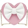 MilyaDE Milya - Borsa a tracolla in pelle PU a forma di cuore con fiocco principessa, mini borse, per bambini, borsa a tracolla, Colore: rosa., 14 x 3 x 13 cm