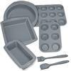 Aschef Economico 12pz Stampo Torta Silicone Antiaderente Teglia Forno Set Senza BPA per Uso Alimentare Resistente al Calore Stampi per Dolci Pane Panettone Pizza Plumcake Torte Muffin Cupcake Grigio