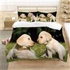 FGYJ Copripiumino Matrimoniale 240x220 Cane Verde da Compagnia Anallergico Set Biancheria da Letto in Microfibra con 2 Federe 50x75 cm