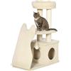PawHut Albero Tiragraffi per Gatti con Tappetino e Pali in Sisal, Casetta Sfoderabile e Lettino, 60x30x83cm, Beige|Aosom