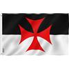 ANLEY Fly Breeze 3x5 Foot Knights Templar Flag Flag - Colori vivaci e resistente allo sbiadimento UV - Intestazione in tela e doppio cucito - Bandiere della Chiesa cattolica romana Poliestere