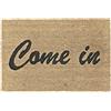 Relaxdays Zerbino in Fibra di Cocco, Frase in Inglese Come in, Interni ed Esterni, 40x60 cm, Antiscivolo, Naturale/Nero, Gomma