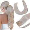 Hetto Extension Coda Capelli Biondi Extension Coda Di Cavallo Capelli Veri 30 cm 70 g Coda Capelli Extension Veri Umani Biondo Platino #60