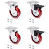 Emuca - Kit di Ruote con Piastra per Montaggio, Ø 75, Rosso, Acciaio e Tecnoplastica, Rossa, Ø75mm